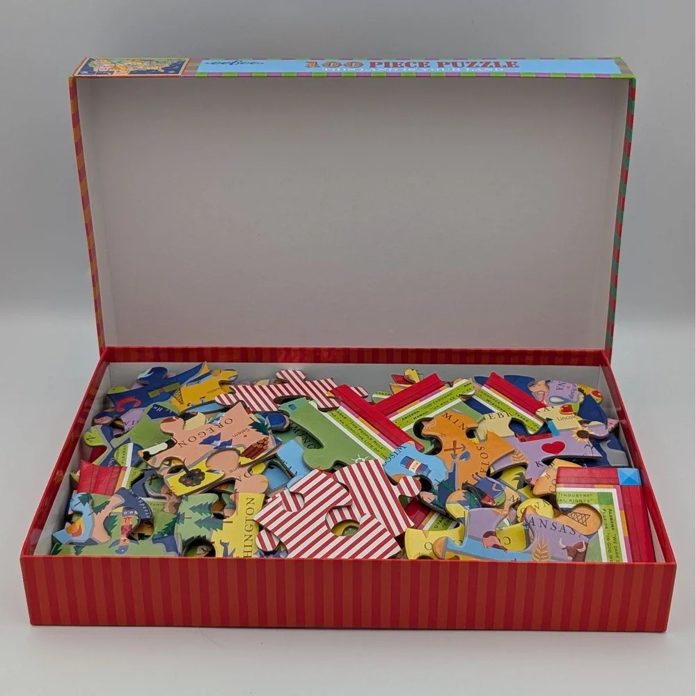 eeBoo USA Map Jigsaw Puzzle 100 Piece This Land is Your Land Kids Geography Toy